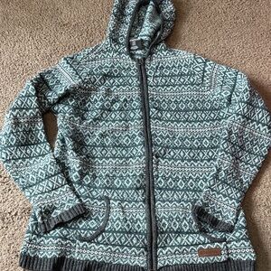 Sherpa Zip up Patterned Hooded Cardigan